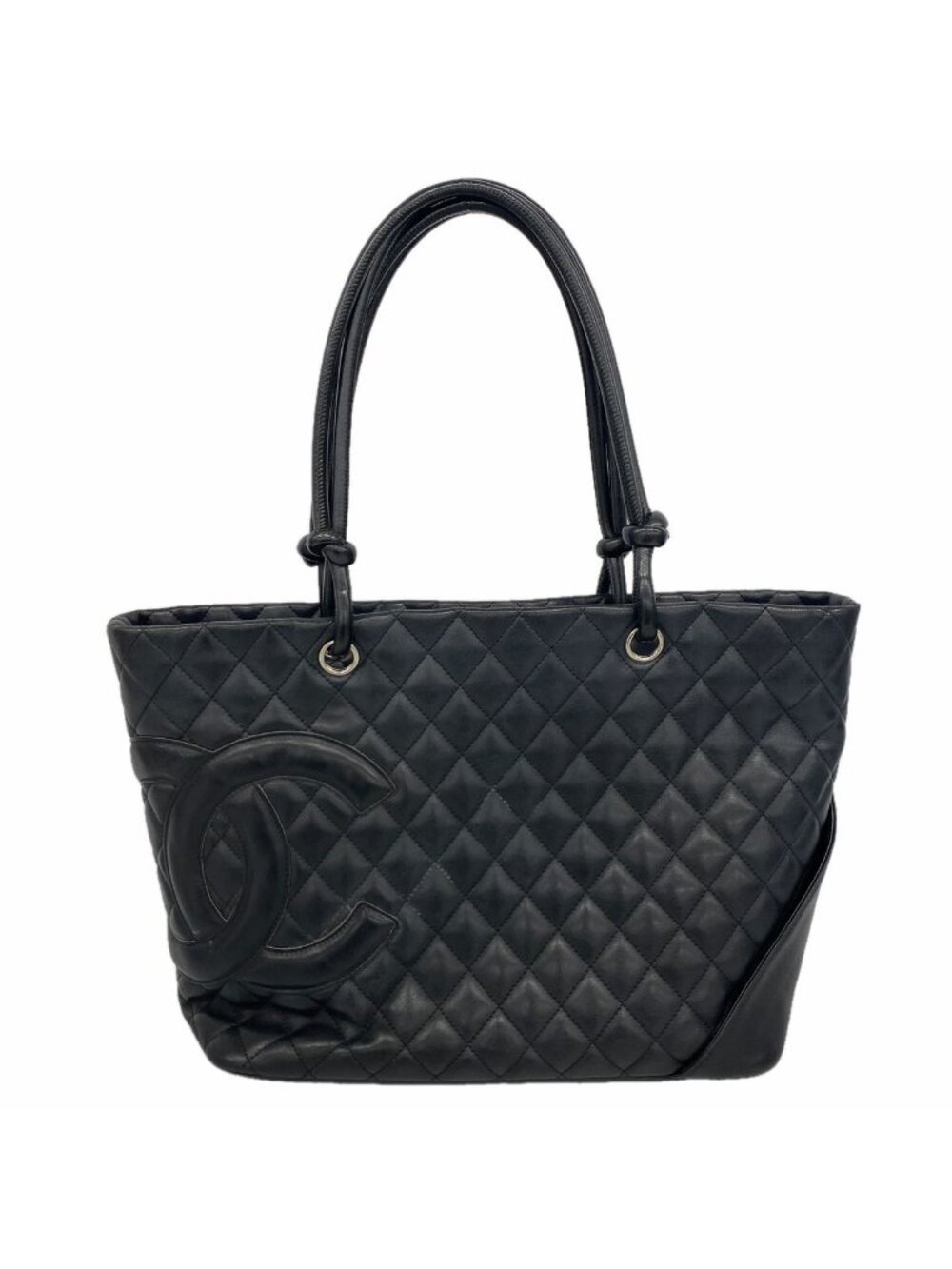 Chanel Tote Bag Cambon Lambskin Black Silver